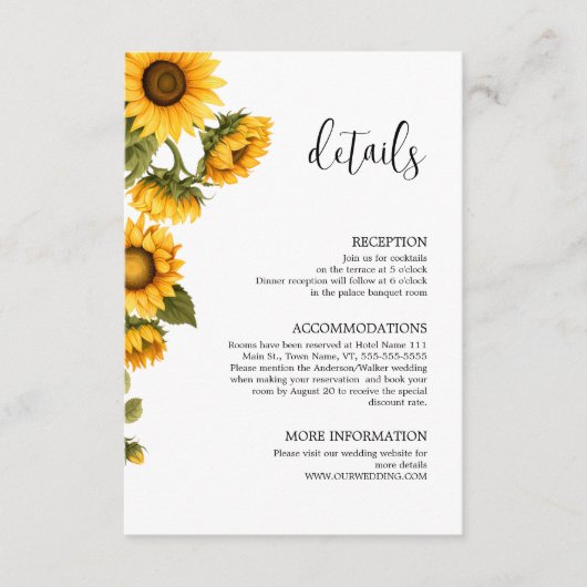 Carte D'accompagnement Détails tournesol lumineux minimaliste (Devant)