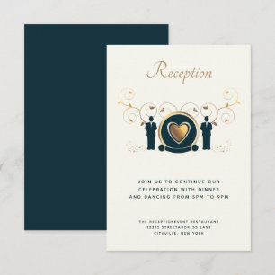 Carte D'accompagnement Deux salles Mariage mâle crème bleu LGBTQ Réceptio