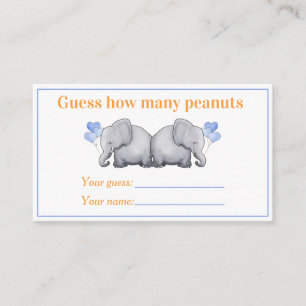 Carte D'accompagnement Devinez combien d'arachides Baby shower Elephant T