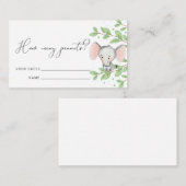 Carte D'accompagnement Devinez combien d'arachides éléphant Baby shower j (Devant / Derrière)