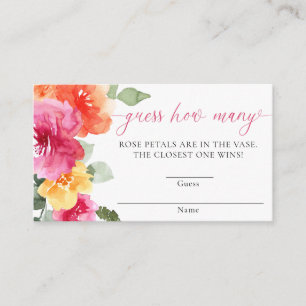 Carte D'accompagnement Devinez combien de baby shower de pivoine rose ora