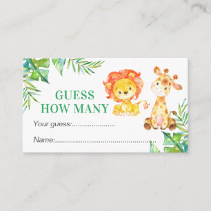 Carte D'accompagnement Devinez combien de Baby showers Safari Anniversair