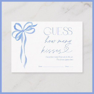 Carte D'accompagnement Devinez combien de baisers Blue Bow Fête des marié