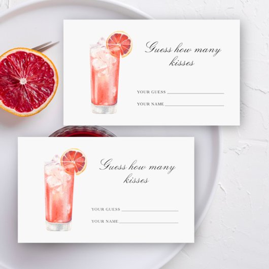 Carte D'accompagnement Devinez combien de baisers Cocktail enterrement de