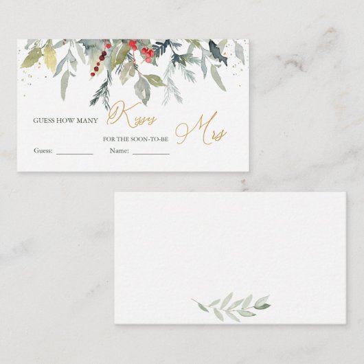 Carte D'accompagnement Devinez combien de baisers dans Jar Greenery Red B (Devant / Derrière)