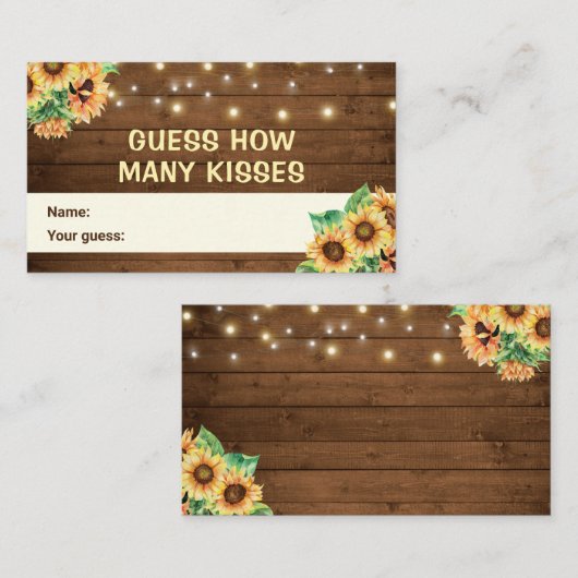 Carte D'accompagnement Devinez combien de baisers Fête des mariées Annive (Devant / Derrière)