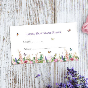 Carte D'accompagnement Devinez combien de baisers floraux papillons jeu