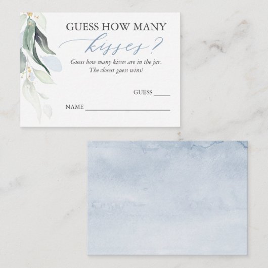 Carte D'accompagnement Devinez combien de baisers Green Game Cards (Devant / Derrière)