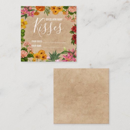 Carte D'accompagnement Devinez combien de baisers jeu de Baby Shower (Devant / Derrière)