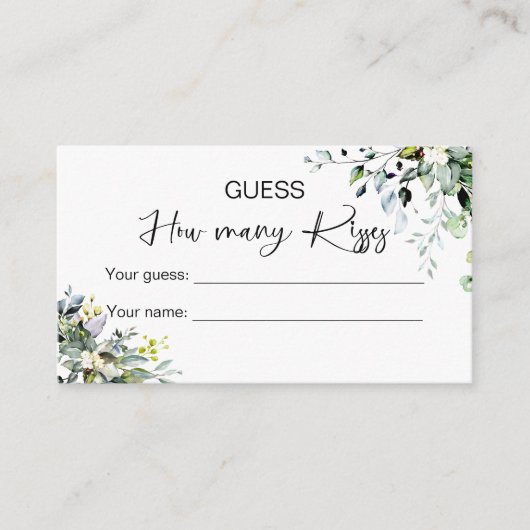 Carte D'accompagnement Devinez combien de baisers jeu nuptial (Devant)