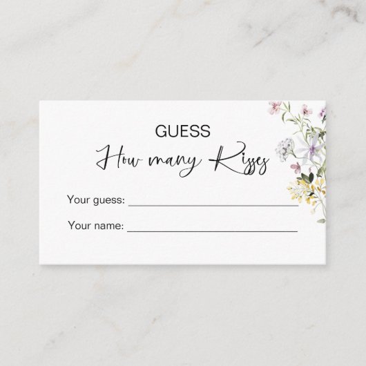 Carte D'accompagnement Devinez combien de baisers jeu nuptial (Devant)