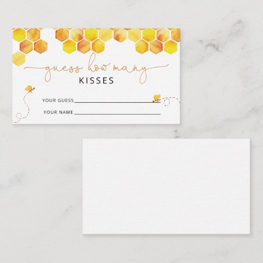 Carte D'accompagnement Devinez combien de baisers jeu nuptiale (Devant / Derrière)