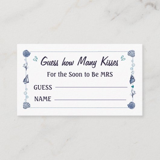 Carte D'accompagnement Devinez combien de baisers Mariage douche aquarell (Devant)