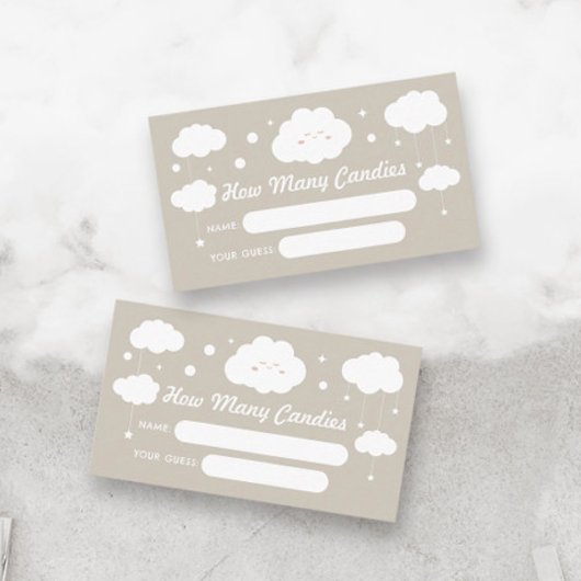 Carte D'accompagnement Devinez combien de bonbons Baby shower nuageux jeu