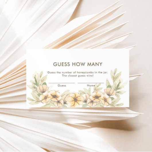 Carte D'accompagnement Devinez combien de bonbons Bumblebee Floral Game C