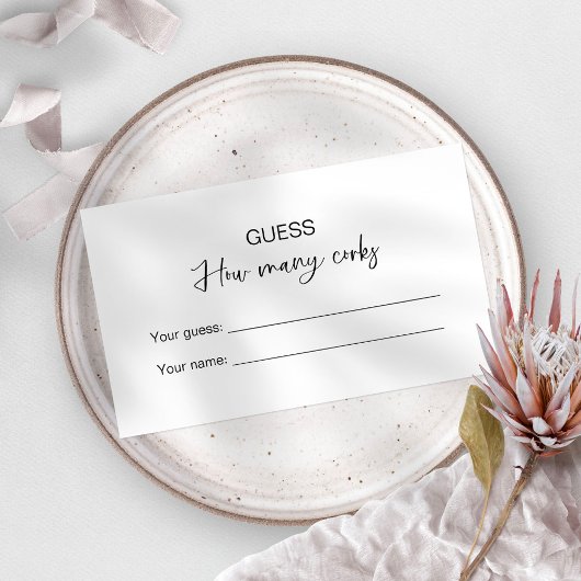 Carte D'accompagnement Devinez combien de bouchons jeu de mariage