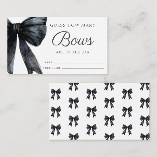 Carte D'accompagnement Devinez combien de Bows Black Fête des mariées jeu (Devant / Derrière)