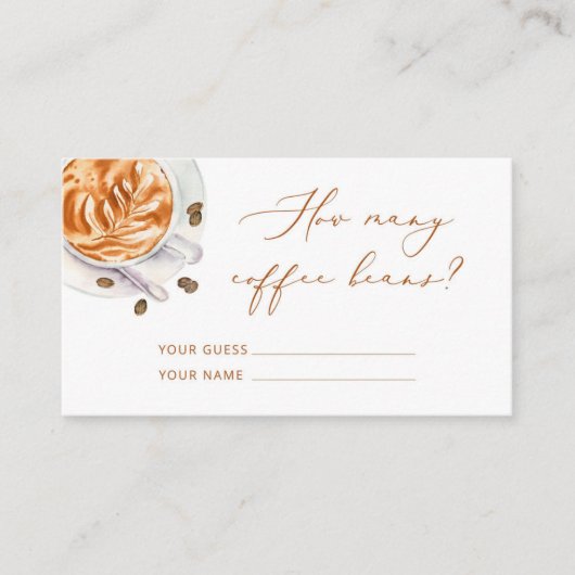 Carte D'accompagnement Devinez combien de fèves de café jeu de douche nup (Devant)