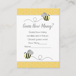 Carte D'accompagnement Devinez combien de Grey Bumble Bee Baby shower jeu