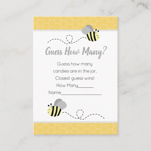 Carte D'accompagnement Devinez combien de Grey Bumble Bee Baby shower jeu (Devant)