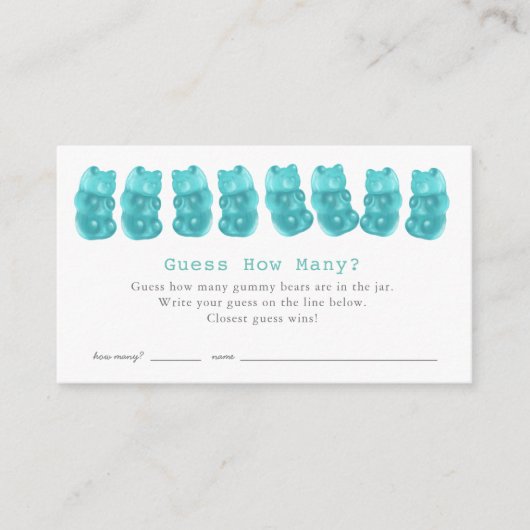 Carte D'accompagnement Devinez combien de Gummy Bears Baby shower Bleu je (Devant)
