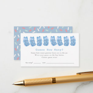 Carte D'accompagnement Devinez combien de Gummy Bears Baby shower Bleu je