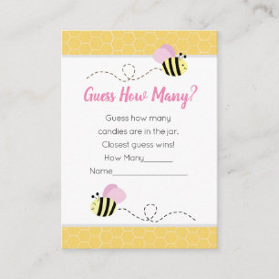 Carte D'accompagnement Devinez combien de jeu de baby shower abeille bour