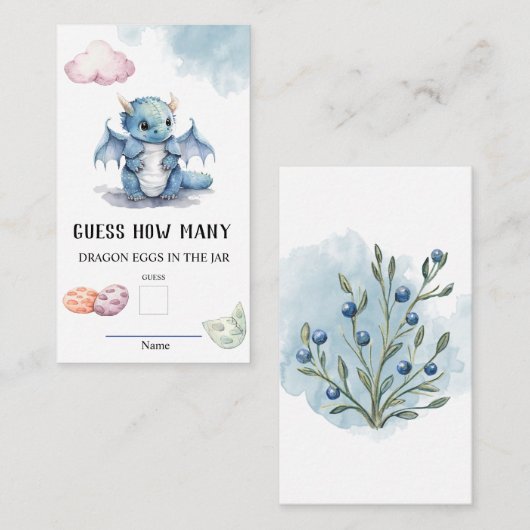 Carte D'accompagnement Devinez combien d'oeufs de Dragon Baby shower jeu (Devant / Derrière)