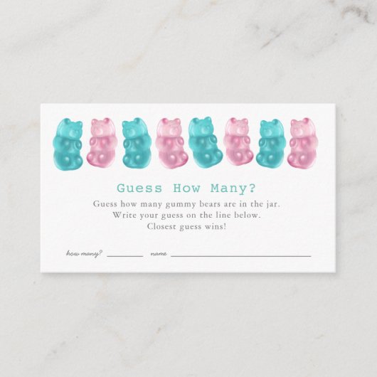 Carte D'accompagnement Devinez combien d'ours de gummy Baby shower jeu (Devant)