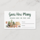 Carte D'accompagnement Devinez combien d'ours Woodland Baby shower jeu (Devant)