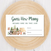 Carte D'accompagnement Devinez combien d'ours Woodland Baby shower jeu