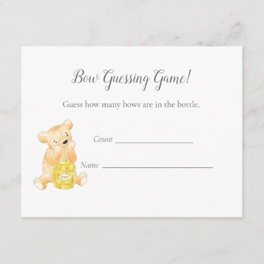 Carte D'accompagnement Devinez le jeu Boy Teddy Bear et Bee (Devant)