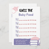 Carte D'accompagnement Devinez le jeu du Baby shower alimentaire pour béb (Devant / Derrière)
