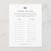 Carte D'accompagnement Devinez le jeu du Baby shower d'âge (Devant)