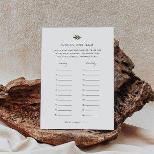 Carte D'accompagnement Devinez le jeu du Baby shower d'âge