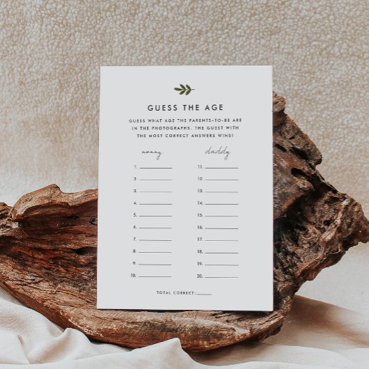 Carte D'accompagnement Devinez le jeu du Baby shower d'âge