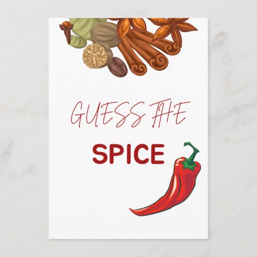 Carte D'accompagnement Devinez le jeu Spice Party (Dos)