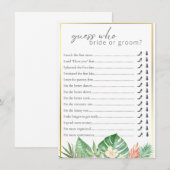 Carte D'accompagnement Devinez qui a dit il Tropical Fête des mariées jeu (Devant / Derrière)