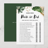 Carte D'accompagnement Devis Tropical Qui Maman ou Papa Baby shower Jeu (Devant / Derrière)