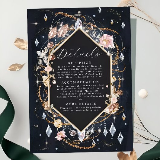 Carte D'accompagnement Diamant Noir Décoré Mariage de luxe