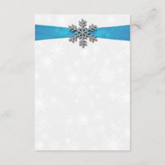Carte D'accompagnement Diamante Snowflake & Blue Ribbon Mariage d'hiver (Dos)