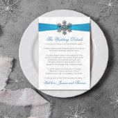 Carte D'accompagnement Diamante Snowflake & Blue Ribbon Mariage d'hiver