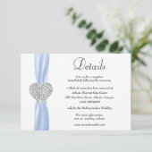 Carte D'accompagnement Diamond Heart Blue Ribbon Détails du Mariage (Debout devant)