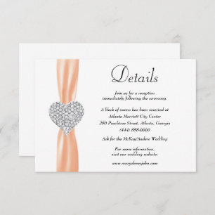 Carte D'accompagnement Diamond Heart Orange Ribbon Détails du Mariage
