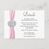 Carte D'accompagnement Diamond Heart Pink Ribbon Détails du Mariage (Devant)