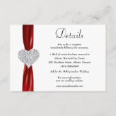 Carte D'accompagnement Diamond Heart Red Ribbon Détails du Mariage (Devant)