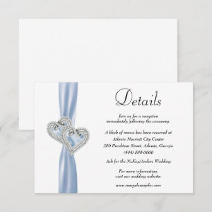 Carte D'accompagnement Diamond Hearts Blue Ribbon Détails du Mariage