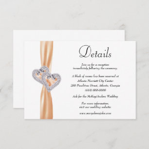Carte D'accompagnement Diamond Hearts Orange Ribbon Détails du Mariage