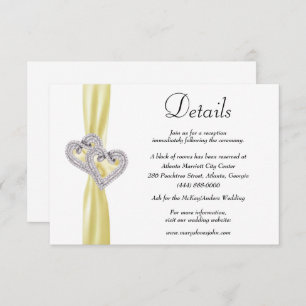 Carte D'accompagnement Diamond Hearts Yellow Ribbon Détails du Mariage