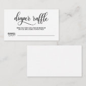Carte D'accompagnement DIAPER RAFFLE Billet Baby shower noir et blanc (Devant / Derrière)